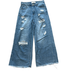 Vervet high rise destructed wide leg jeans sz 25